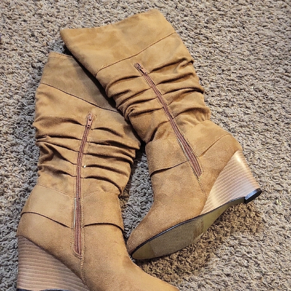Tan Suede Heeled Boots